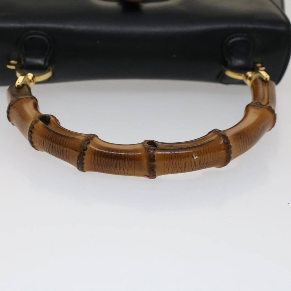 GUCCI Bamboo Hand Bag Leather Black 000.1781 Auth yk8245 - Picture 7 of 16